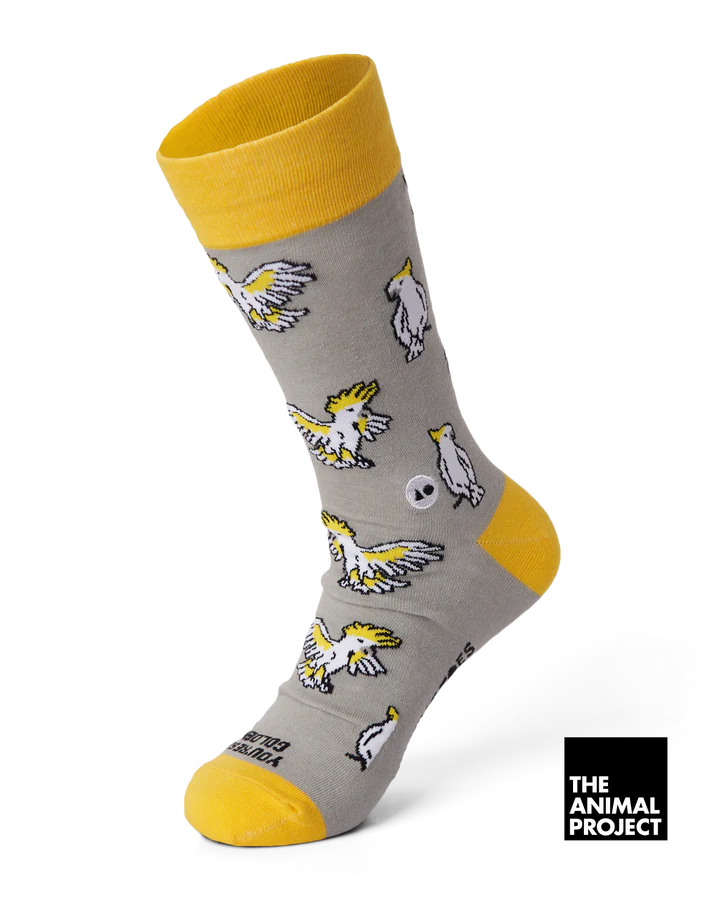 Talking Toes Golden Cockatoo One Size Crew Socks for Adults