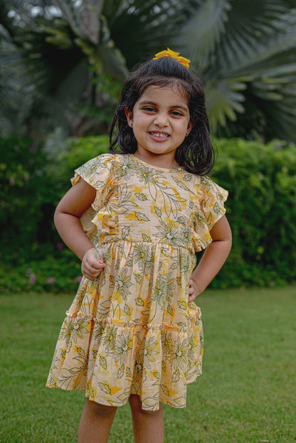 Bali Yellow Girls Cotton Frock Multi coloured | kids Fashion | The Green Collective SG