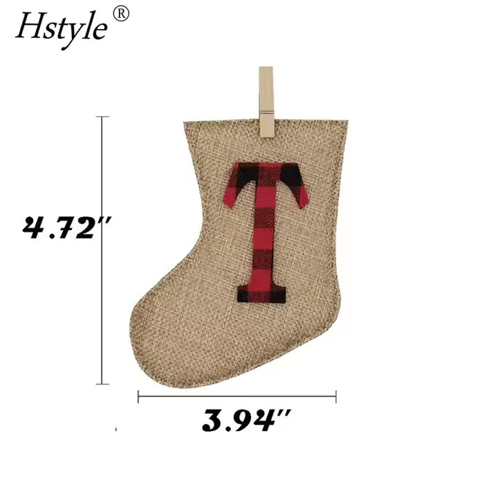 Merry Christmas Burlap Sock Shaped Banner