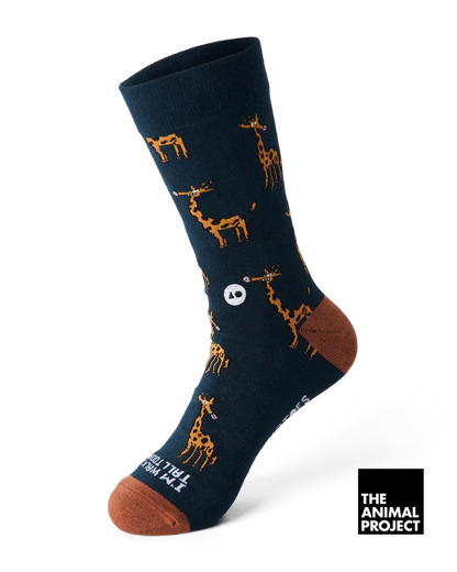 Talking Toes Walking Tall Giraffe One Size Crew Sock for Adults