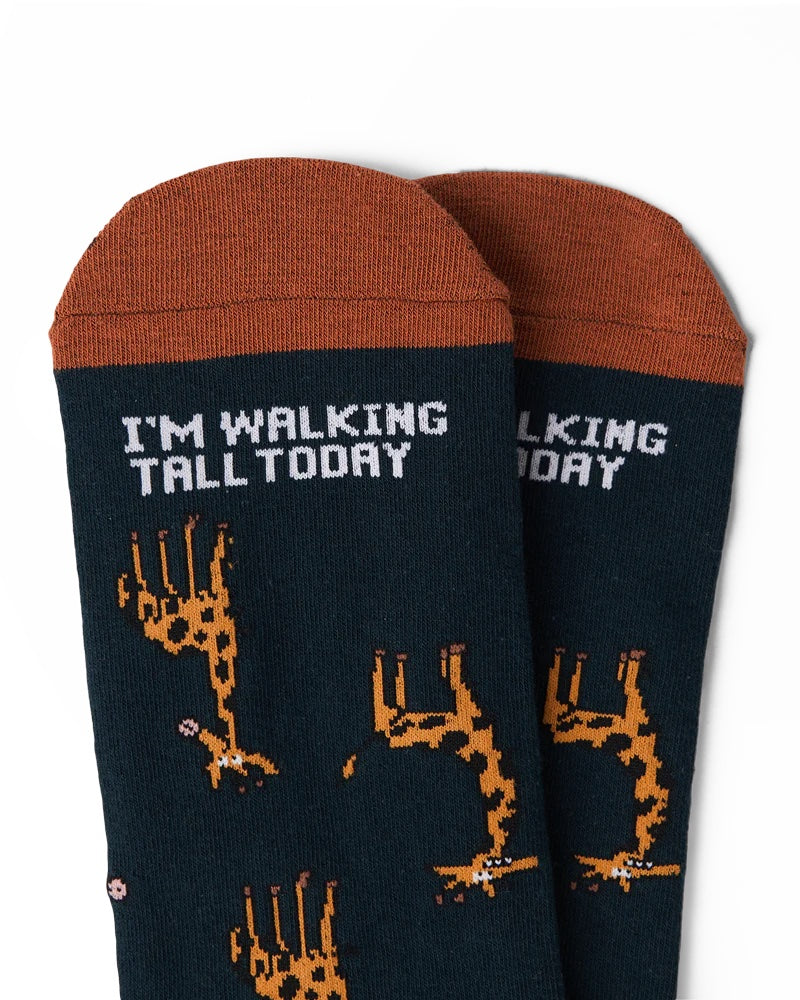 Talking Toes Walking Tall Giraffe One Size Crew Sock for Adults | Other Accessories | The Green Collective SG