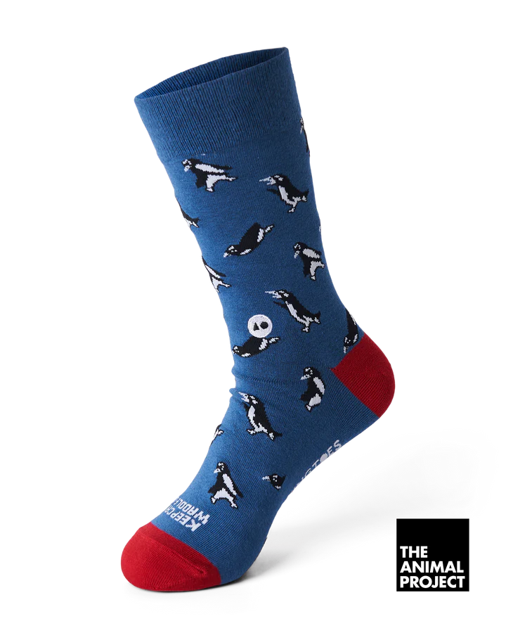 Talking Toes Keep Calm Penguin  One Size Crew Socks for Adults