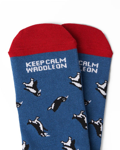 Talking Toes Keep Calm Penguin One Size Crew Socks for Adults | Other Accessories | The Green Collective SG