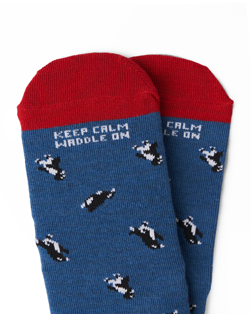 Talking Toes Keep Calm Penguin Kids Crew Sock (7-9Y Sock) | Other Accessories | The Green Collective SG