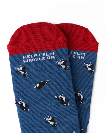 Talking Toes Keep Calm Penguin Kids Crew Sock (7-9Y Sock) | Other Accessories | The Green Collective SG