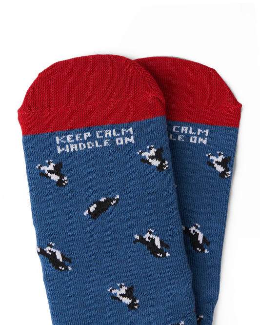 Talking Toes Keep Calm Penguin Kids Crew Sock (7-9Y Sock) | Other Accessories | The Green Collective SG