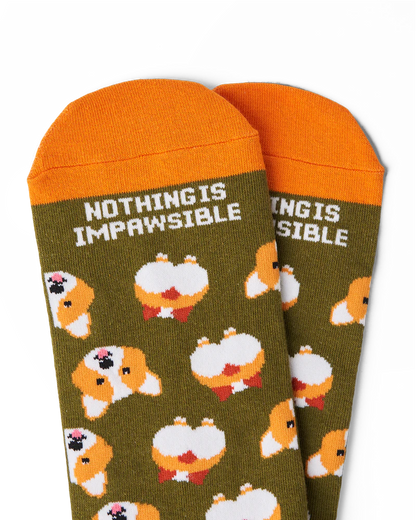 Talking Toes Impawsible Corgi Crew Sock | Other Accessories | The Green Collective SG