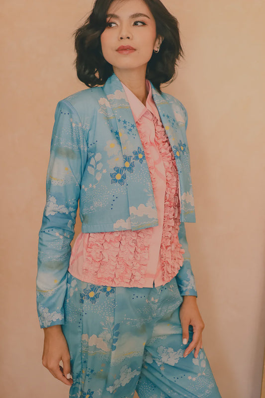 Calla X Adinia Crop Blazer in Blue