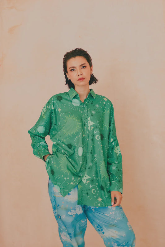 Calla X Adinia Oversized Shirt in Green