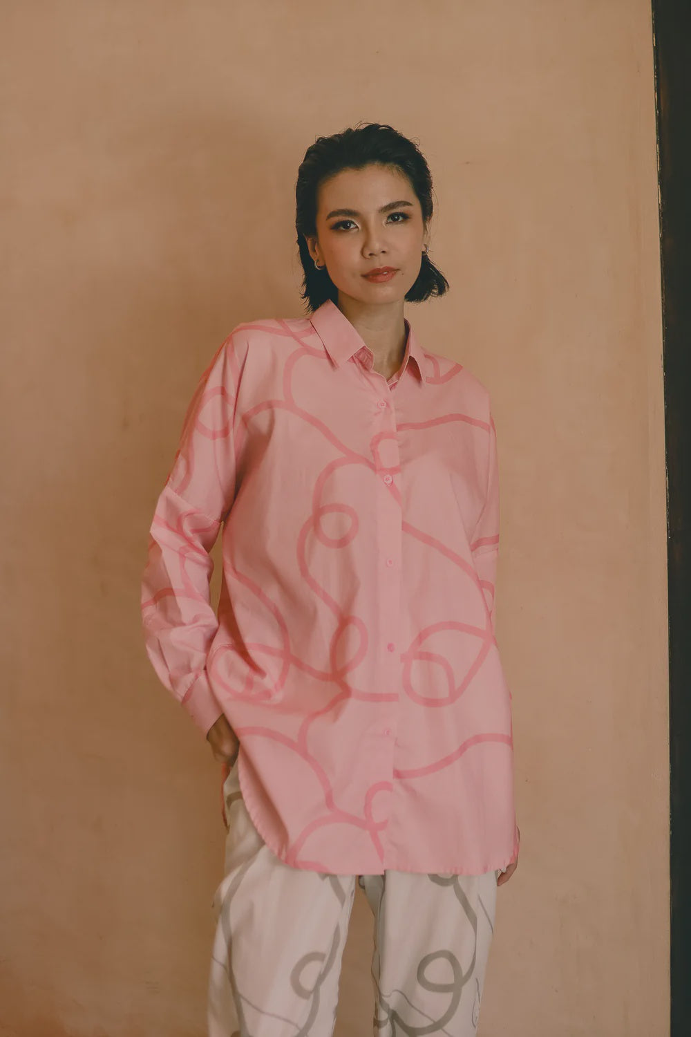 Calla X Adinia Oversized Shirt in Pink