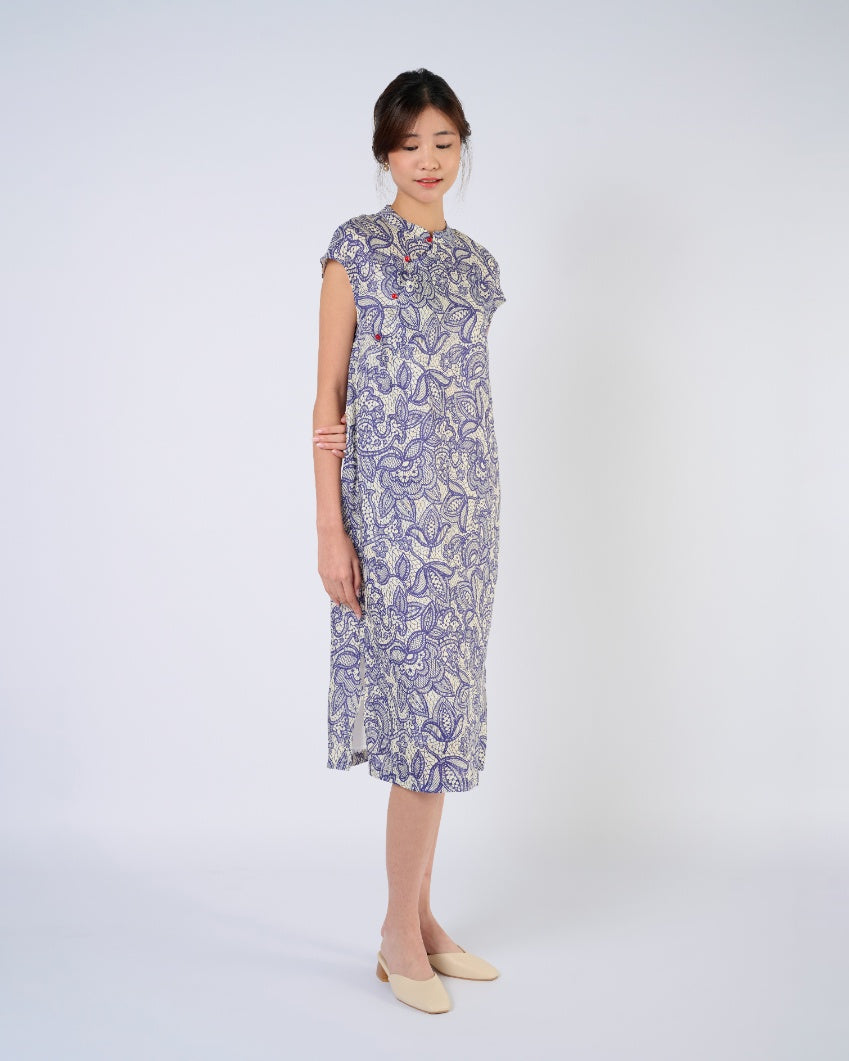 You Living Cap Sleeve Cheongsam Dress – Purple Lace