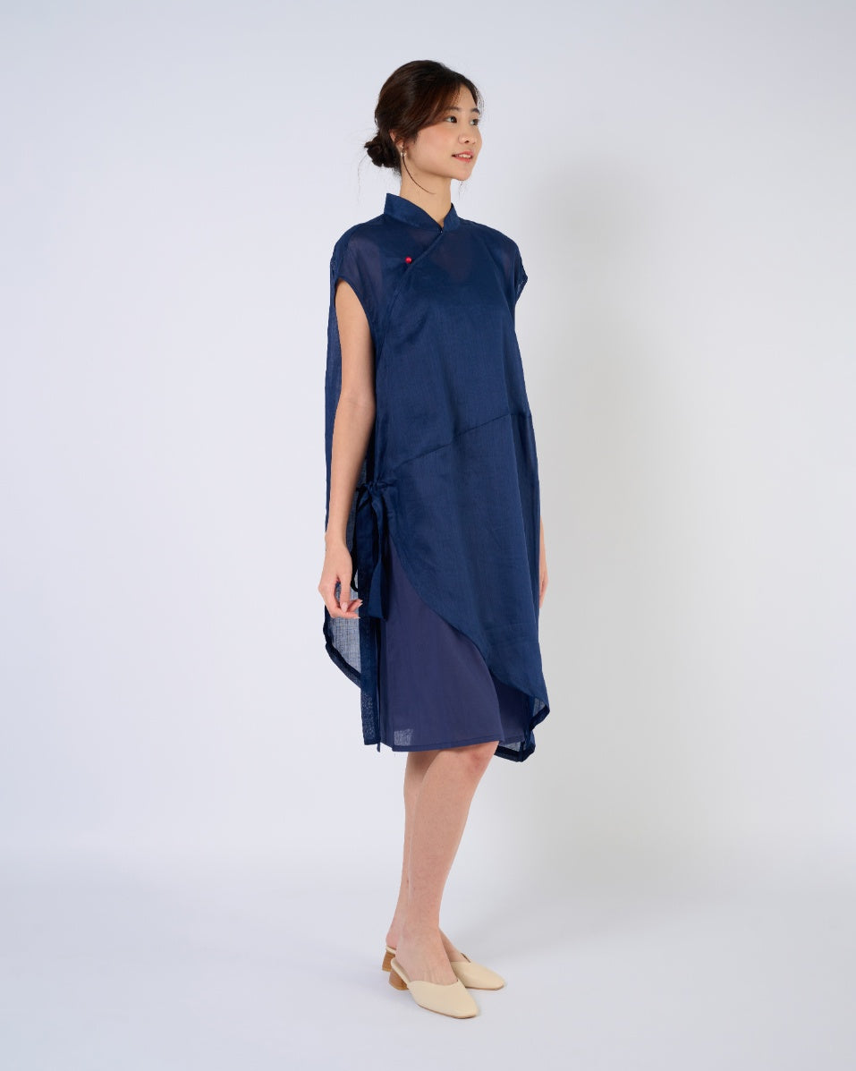 You Living Cheongsam Cocoon Dress in Blue (Free Size)