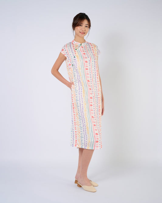 You Living Cap Sleeve Cheongsam Dress – Multi Colour