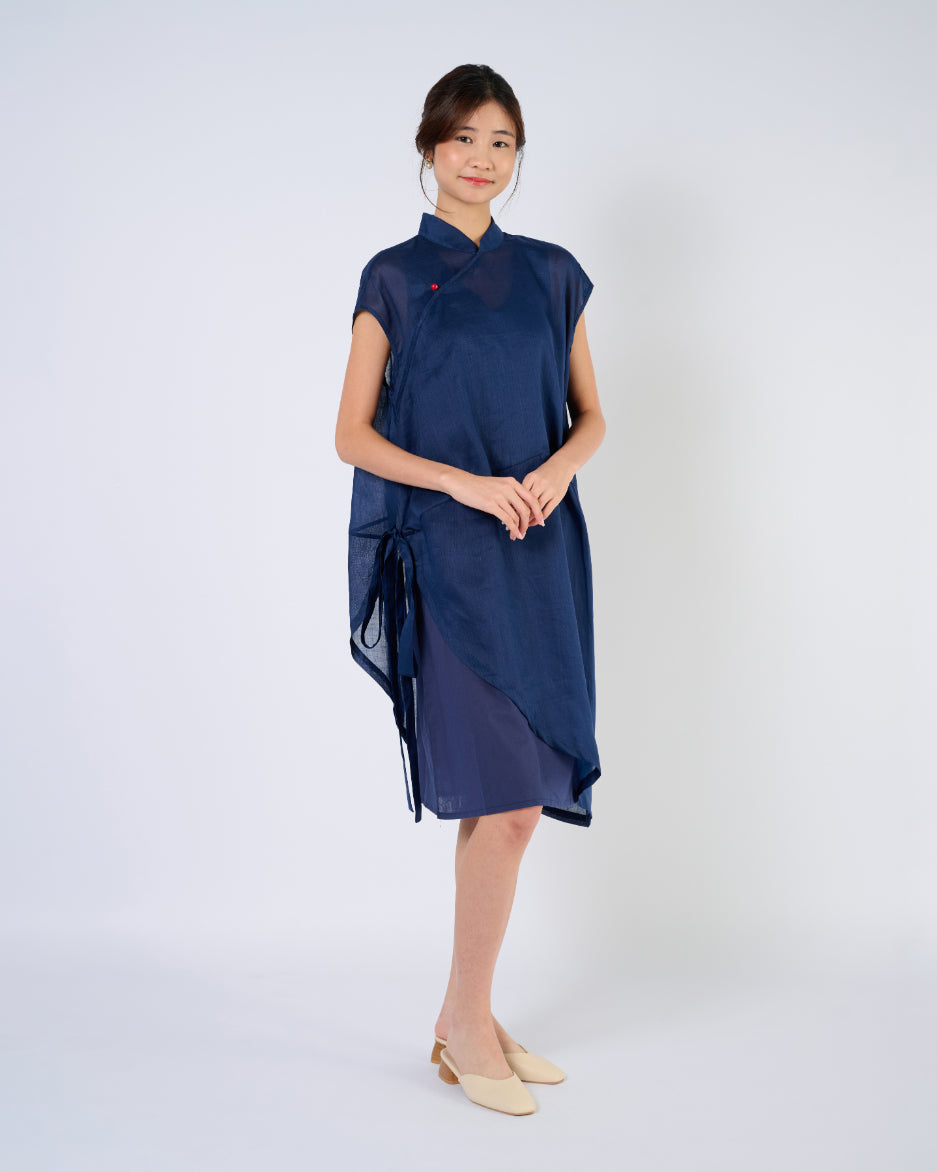 You Living Cheongsam Cocoon Dress in Blue (Free Size)