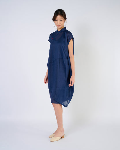 You Living Cheongsam Cocoon Dress in Blue (Free Size)