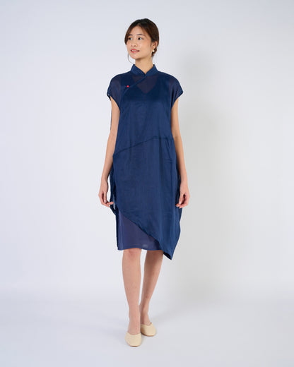 You Living Cheongsam Cocoon Dress in Blue (Free Size)