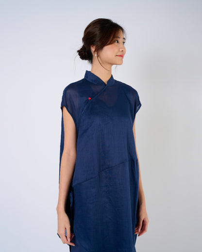 You Living Cheongsam Cocoon Dress in Blue (Free Size)