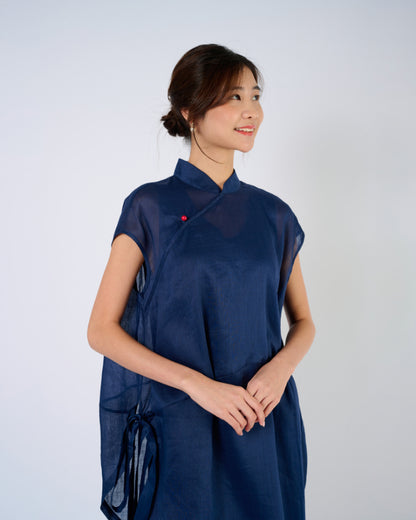 You Living Cheongsam Cocoon Dress in Blue (Free Size)