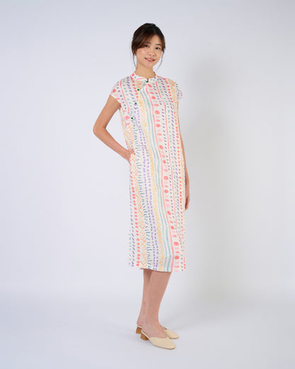 You Living Cap Sleeve Cheongsam Dress – Multi Colour