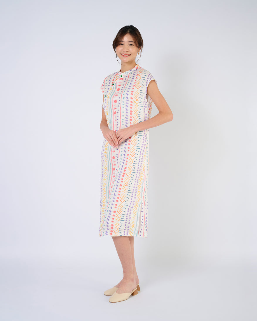 You Living Cap Sleeve Cheongsam Dress – Multi Colour