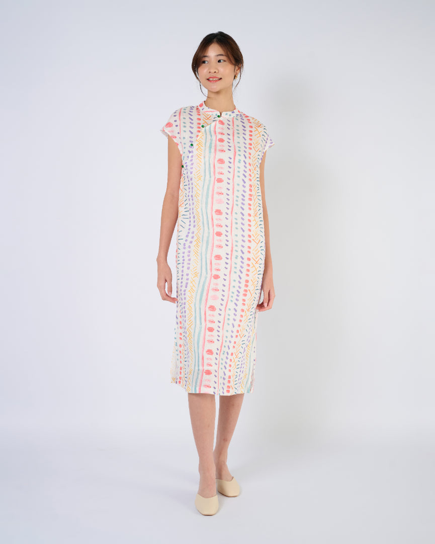 You Living Cap Sleeve Cheongsam Dress – Multi Colour