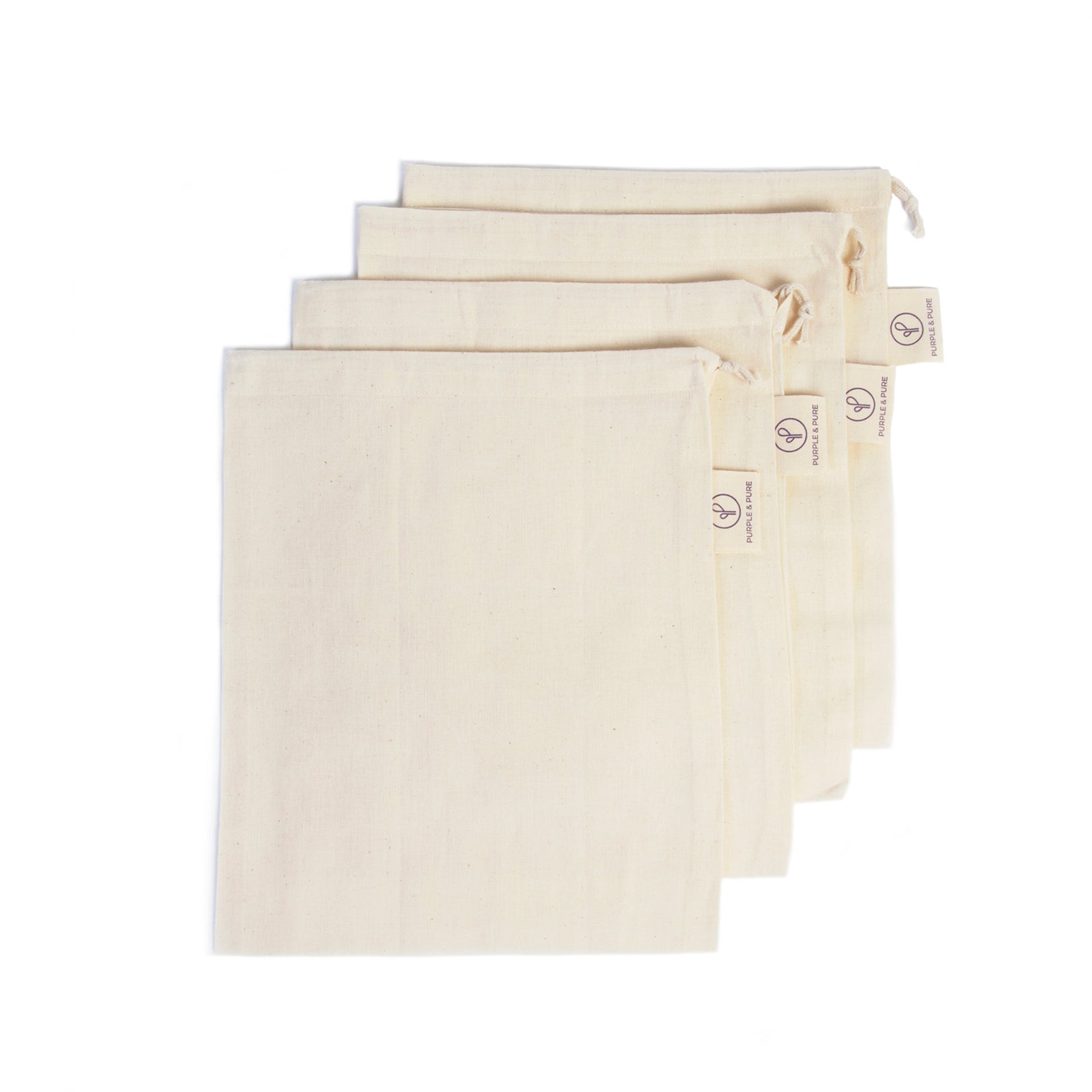 Purple & Pure Organic Muslin Cotton Produce Bag - GOTS Certified - Pack of 4 | Other Accessories | The Green Collective SG