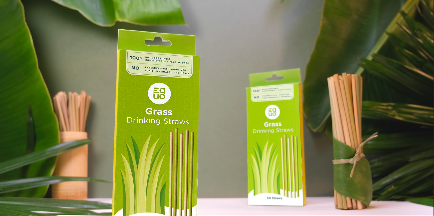 EQUO Grass Straw cocktail Size 50ct pack | Tableware | The Green Collective SG