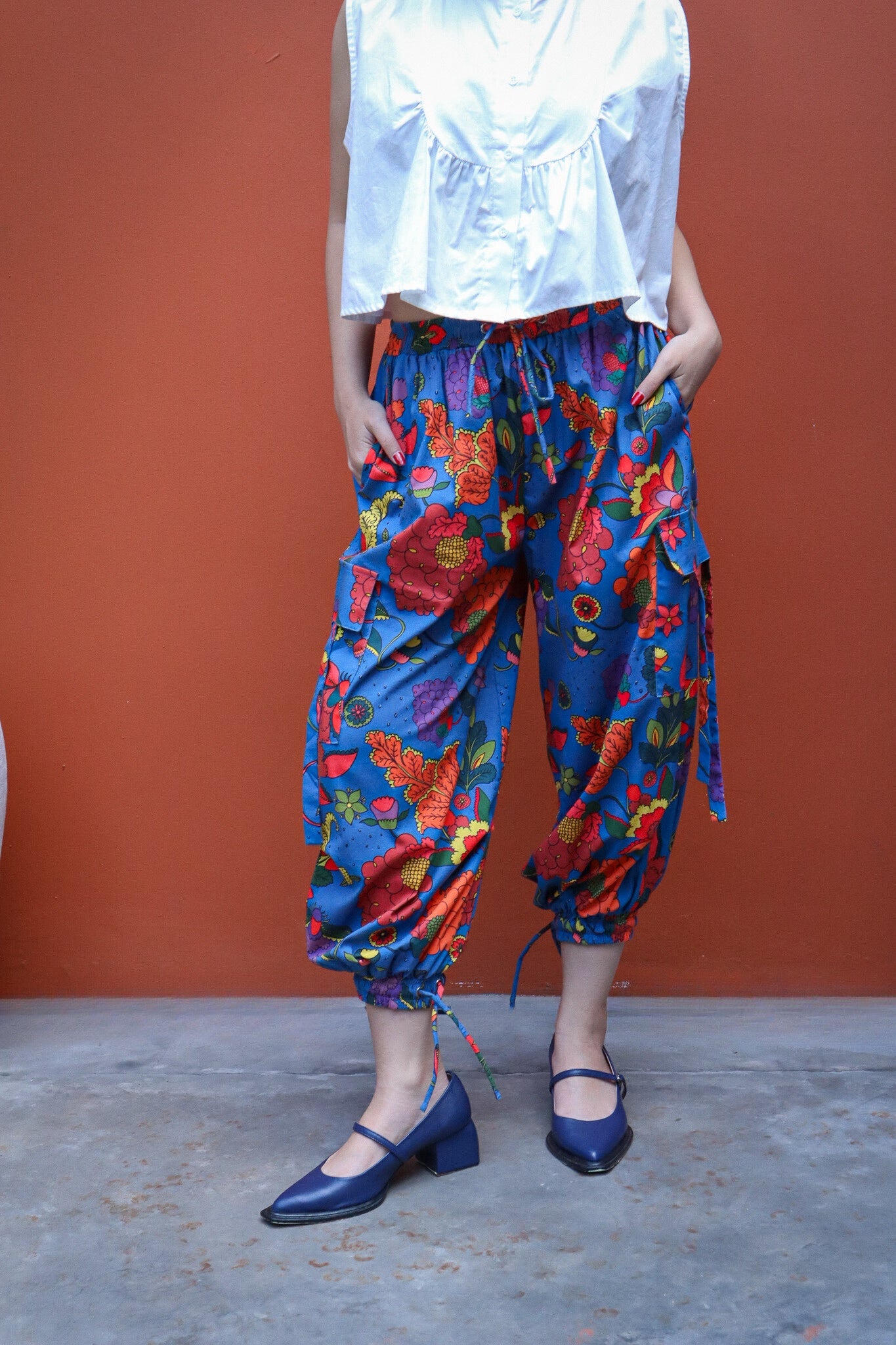 Calla The Label Floral Blue Cargo Pants