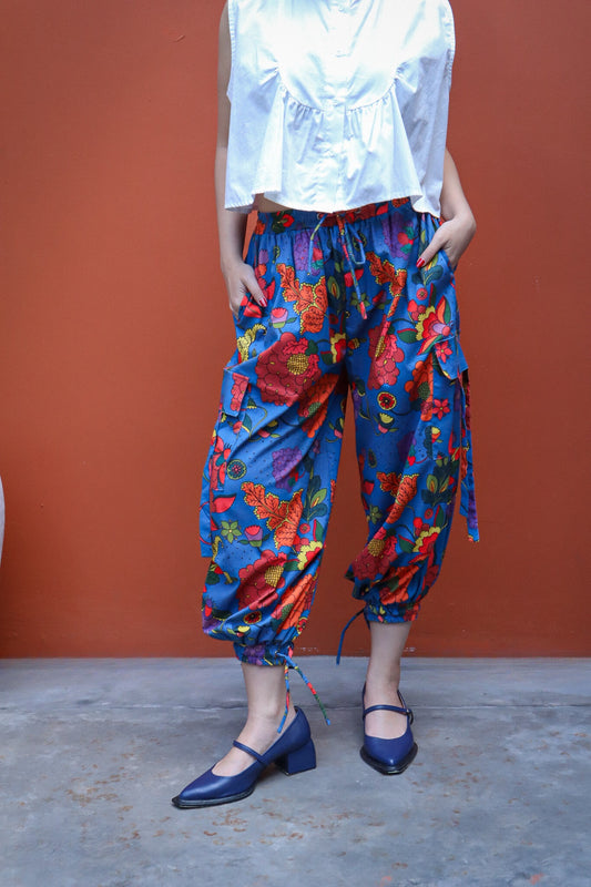 Calla The Label Floral Blue Cargo Pants