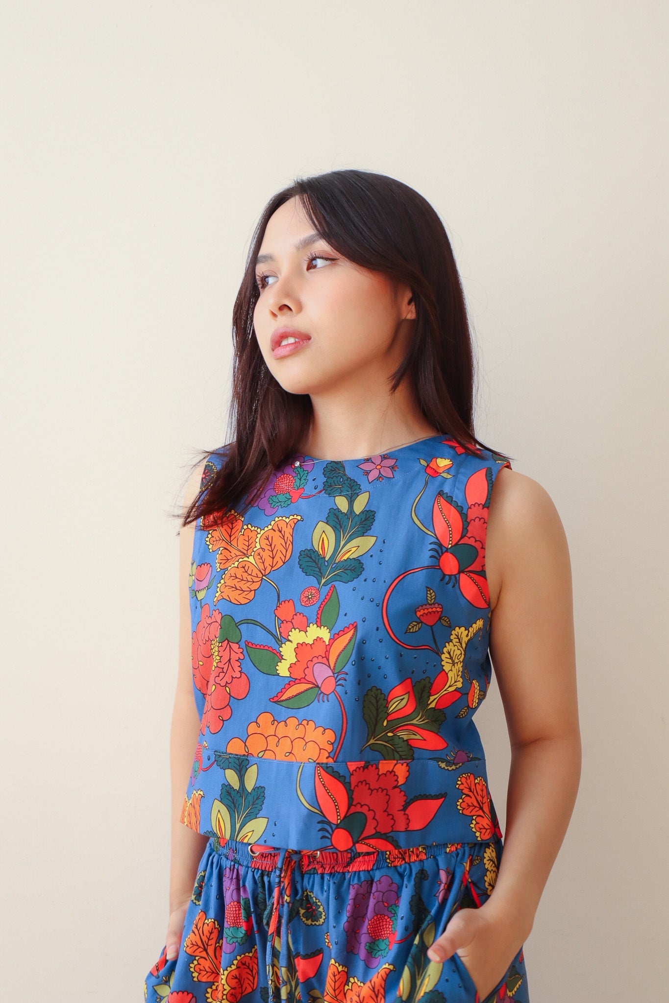 Calla The Label Floral Blue Crop Top