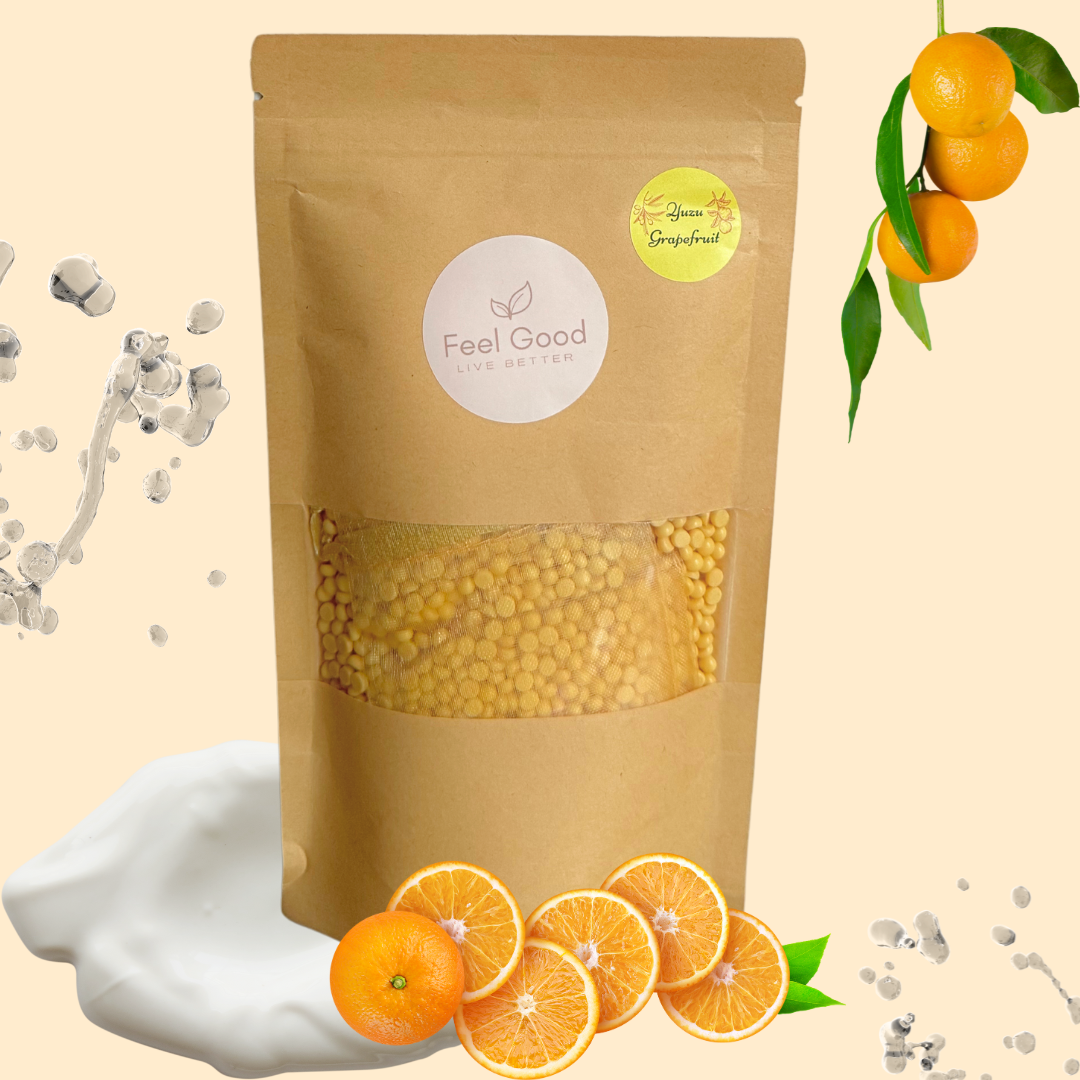 Feel Good Fragrance Beads - 150g Refill Yuzu Grapefruit + Refill bag | Cleaning supplies | The Green Collective SG