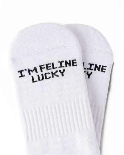 Talking Toes Fortune Feline Athletic Crew Sock | Socks | The Green Collective SG