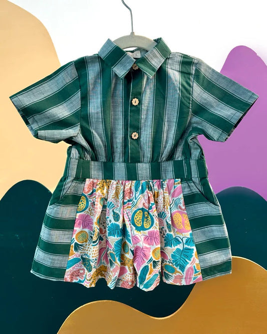 Mikololo Jungle Bungle Printed Cotton Playsuit | kids Fashion | The Green Collective SG