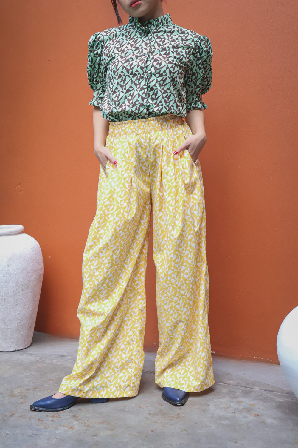 Calla The Label Horizon High waist Rubber Pants in Yellow