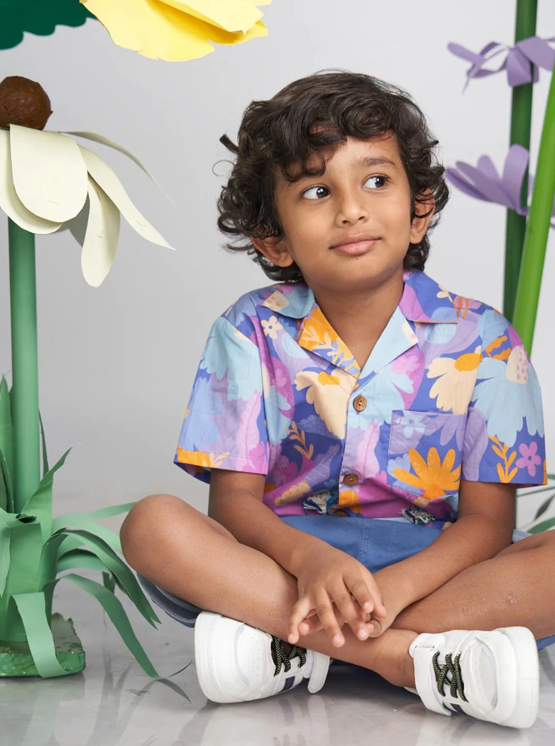 MIKO LOLO Daffy Hawaiian Summer Shirt in Organic Cotton | kids Fashion | The Green Collective SG