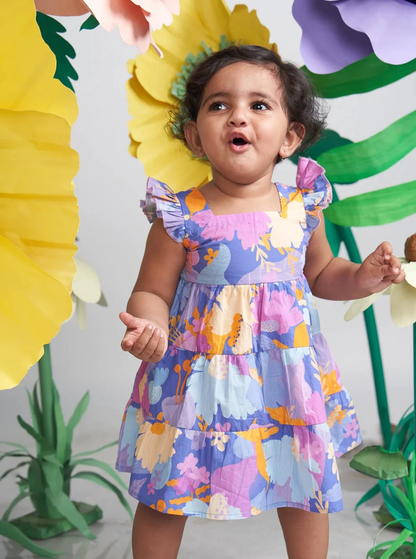 MIKO LOLO Daffy Tiered Frock in Organic Cotton | kids Fashion | The Green Collective SG