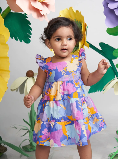 MIKO LOLO Daffy Tiered Frock in Organic Cotton | kids Fashion | The Green Collective SG