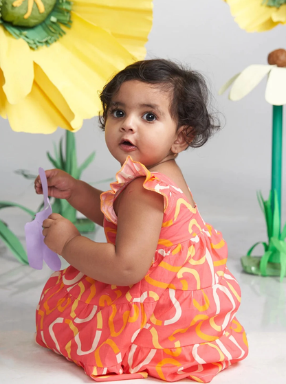 MIKO LOLO Daffy Tiered Frock in Organic Cotton | kids Fashion | The Green Collective SG