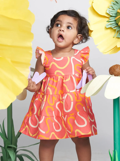 MIKO LOLO Daffy Tiered Frock in Organic Cotton | kids Fashion | The Green Collective SG