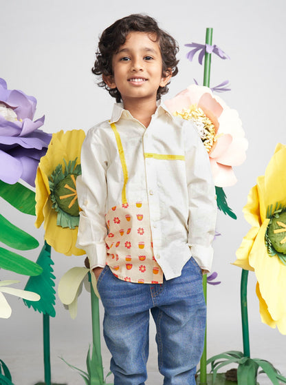 MIKO LOLO Tully Patch and Fray Shirt in Organic Cotton | kids Fashion | The Green Collective SG