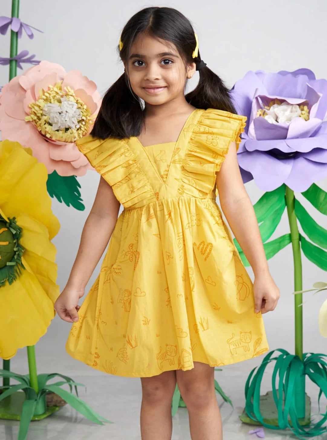 MIKO LOLO Wander Ruffle Dress in Organic Cotton | kids Fashion | The Green Collective SG