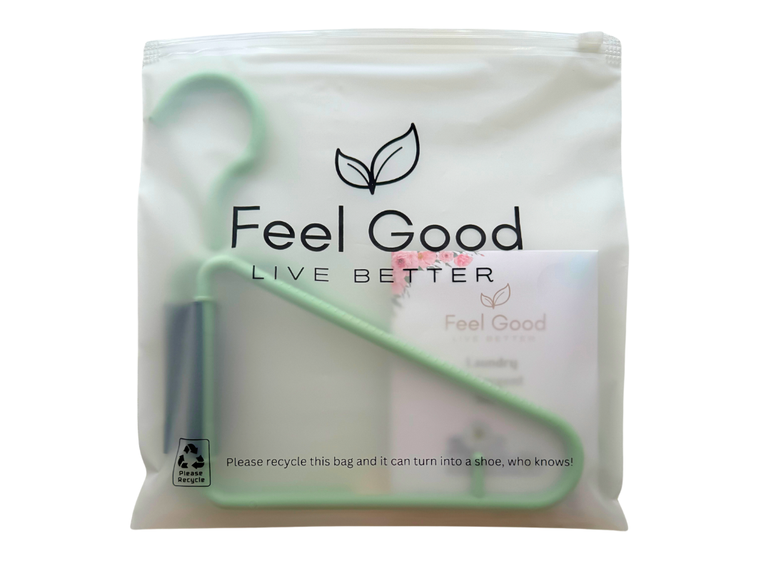 Feel Good Laundry Pack for Travel - Foldable Hanger and Laundry Detergent (10 sheets in Envelope) | Cleaning supplies | The Green Collective SG