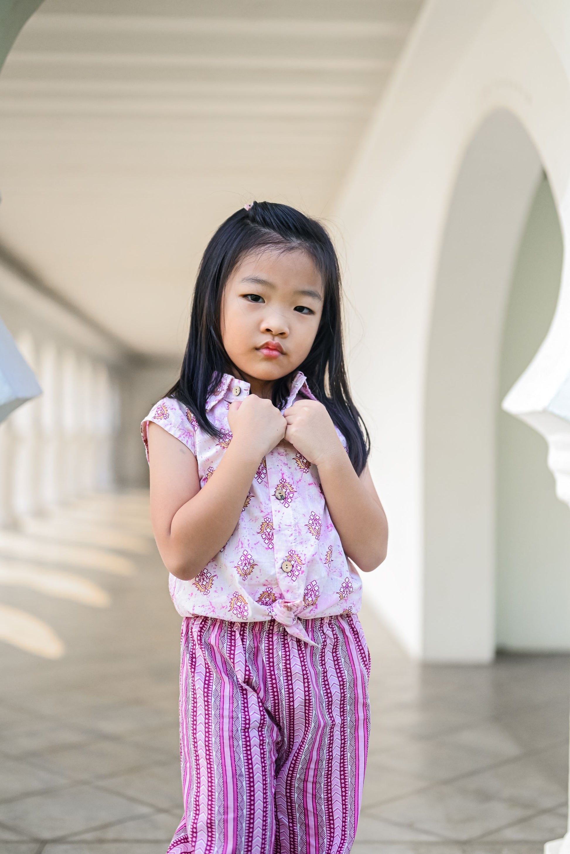 Nimbu Berry Purple Sleeveless Shirt & Bohemian Pants Set for girls | kids Fashion | The Green Collective SG