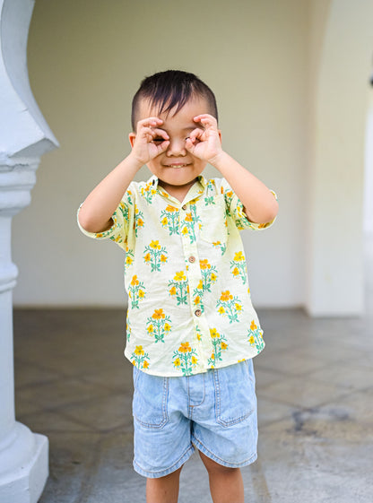 Nimbu Floral Unisex Shirt | kids Fashion | The Green Collective SG