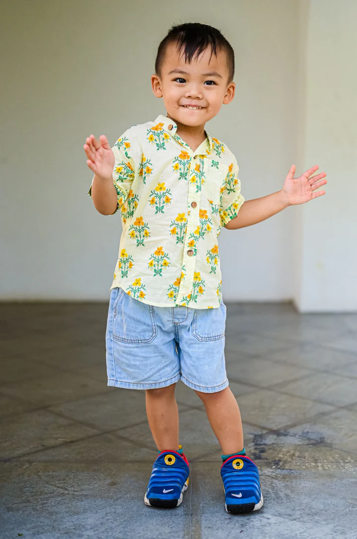 Nimbu Floral Unisex Shirt | kids Fashion | The Green Collective SG