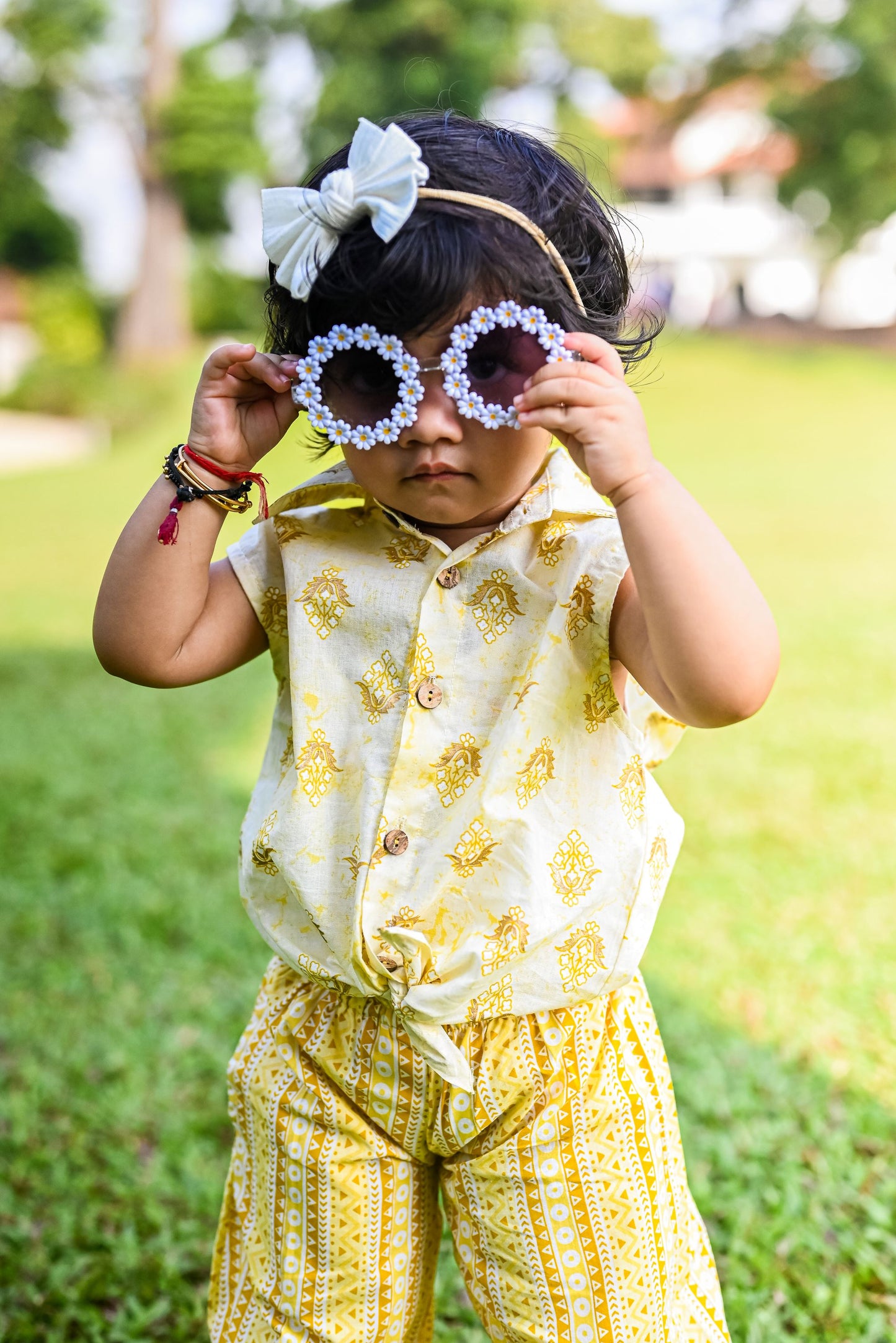 Nimbu Lemonade Sleeveless Shirt & Bohemian Pants Set for girls - 0-6m | kids Fashion | The Green Collective SG