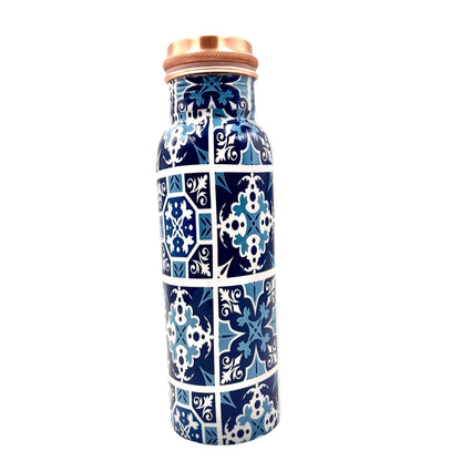 Unplastik Copper Water Bottle - Peranakan Tiles 750ml