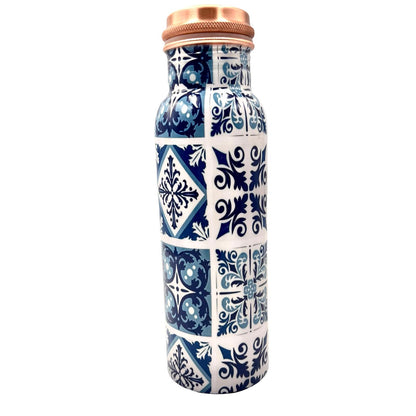 Unplastik Copper Water Bottle - Peranakan Tiles 750ml