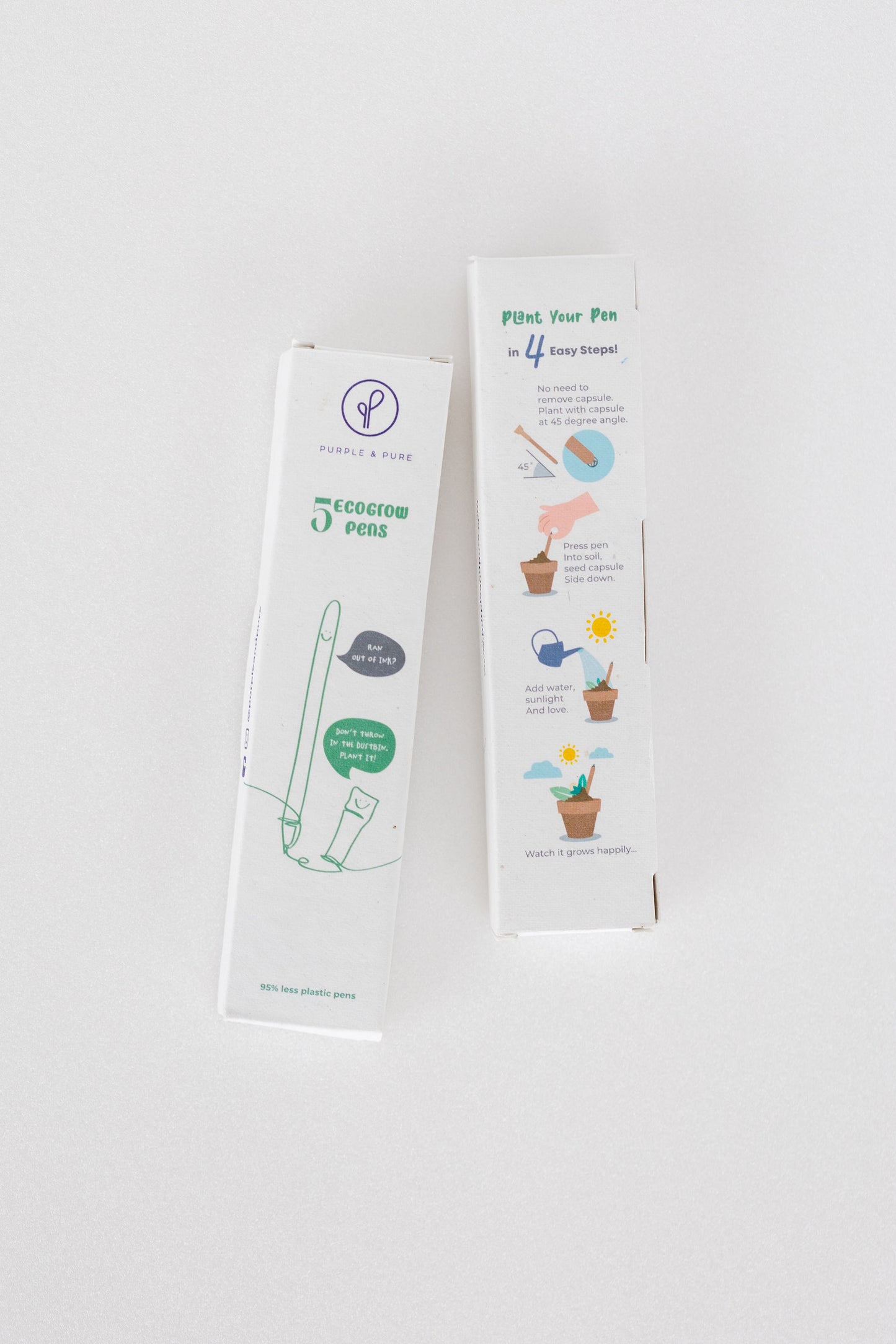 Purple & Pure Recycled Paper Plantable Seed Pens - Gift Box | stationary | The Green Collective SG