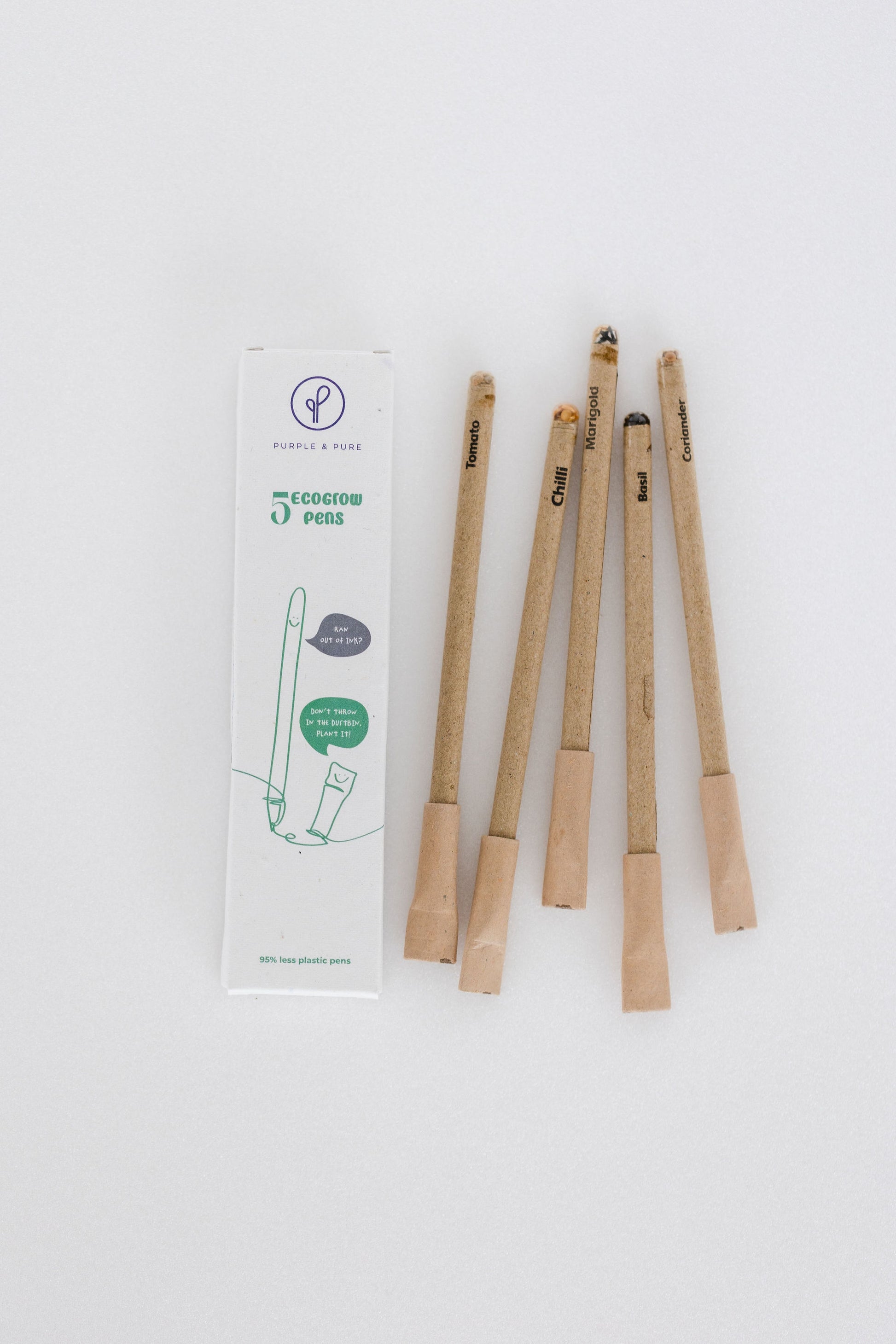 Purple & Pure Recycled Paper Plantable Seed Pens - Gift Box | stationary | The Green Collective SG